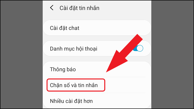 Nhấn Chặn số và tin nhắn